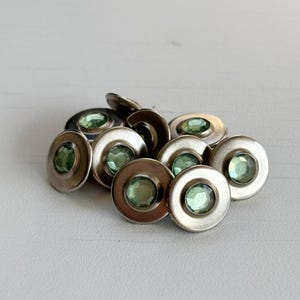 14mm Green Rhinestone Jean Button, No-Sew Metal Rivet for Denim & DIY Projects