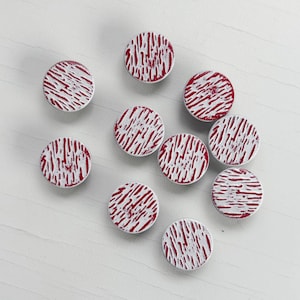 17mm Red-White Pattern Jean Button, No-Sew Metal Rivet for Denim & DIY Projects