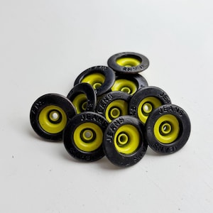 17mm Nickel Jean Buttons Yellow Black Buttons, Denim Jackets Fastener Buttons No Sew With Back Pin Rivet for Repair Clothing DIY Projects