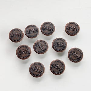 Bronze Metal Jean Buttons 17mm, Replacement No-Sew Rivets for Pants, Jackets & Crafts