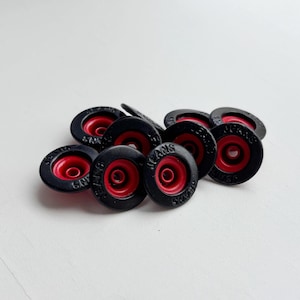 17mm Black & Red Jean Buttons: No Sew Denim Fasteners