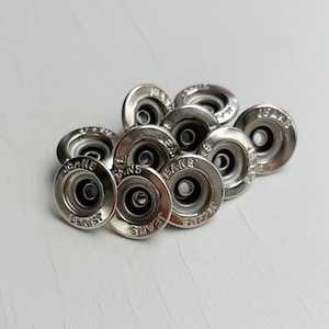 17mm Nickel Jean Buttons, Denim Jackets Fastener Buttons No Sew With Back Pin Rivet for Repair Clothing DIY Projects