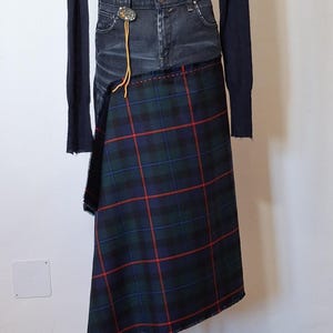 Upcycled Levi’s Asymmetric Wool & Denim Midi Skirt
