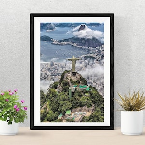 RIO de JANEIRO AFFISCH / Cartel del Cristo Redentor / Arte del paseo de Río de Janeiro