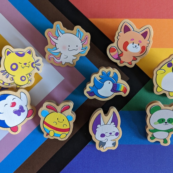 Pride Animals Wooden Pin