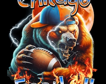 Chicago Football Bear PNG: Retro Sports Fan Art (Digital Download)