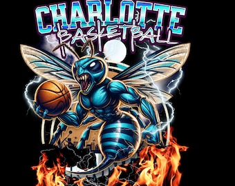 Retro Charlotte Basketball Logo PNG: Sports Team Vector (Digital Download)
