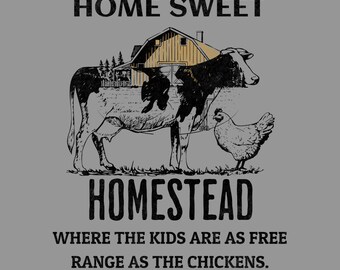Home Sweet Homestead PNG: Farm Cow Chicken Design (Pobieranie cyfrowe)