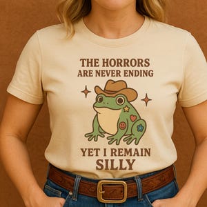 Stylish Silly Cowboy Frog Shirt – Vintage Western Frog Tee, Funny Retro Quote Shirt, Cottagecore Cowboy Aesthetic.