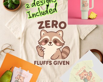 Kawaii Raccoon PNG Bundle, Funny Clipart for Stickers, Shirts (Digital Download)