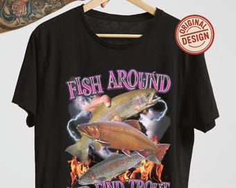 Retro Trout Graphic T-Shirt – Funny Fishing Shirt for Anglers