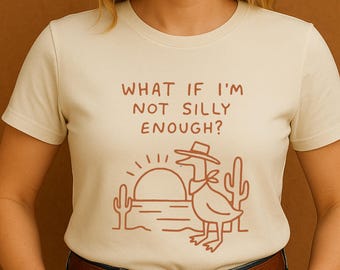 Funny Cowboy Goose Sunset T-Shirt • Quirky Western Tee