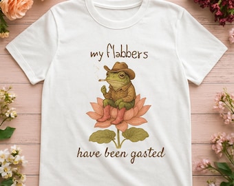 Cowboy Frog T-Shirt, "My Flabbers Have Been Gasted", Cottagecore Western Tee