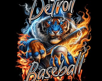 Detroit Baseball Mascot PNG: Retro Sports Team Digital Download