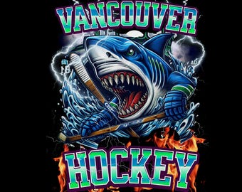 Vancouver Hockey PNG: Retro Shark Clipart (Digital Download)