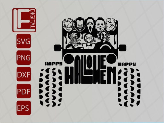 Horror Movie Characters Offroad Car Svg, Halloween Svg, Halloween Png, Horror Svg, Halloween Shirt Svg, Svg Files, Cricut Files, Png, Eps