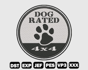 Dog Rated 4x4 Embroidery Design, Offroad Embroidery, Patch Embroidery Design, Machine Files, Offroad Dog Paw Embroidery, LF0002