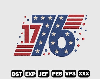 1776 Embroidery Design, Patriotic Embroidery, 4th of july Embroidery, Independence Day Embroidery, Machine Files, LF0016