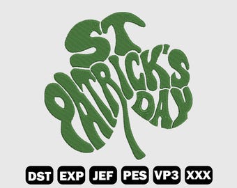 St Patricks Day Embroidery Design, Retro Shamrock Embroidery File, St Patricks Design, Embroidery Pattern, Machine File, LF0005