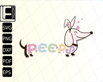 Easter Dachshund Svg, Easter Dog Svg, Easter Dog Bandana Svg, Spring Dachshund Svg, Svg Files For Cricut, Clipart, Png Files, Eps, Dxf, Pdf
