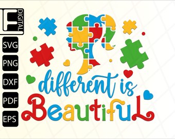 Autism Svg, Autism Png, Different is Beautiful Svg, Autism Shirt Svg, Svg Files For Cricut, Clipart, Cut File, Png, Svg, Dxf, Pdf, Eps