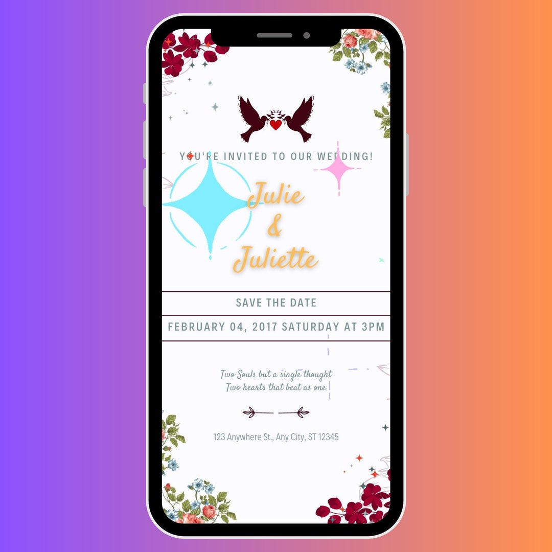 Wedding Invitation Canva Invitation Card digital Wedding Invite