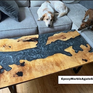 Benutzerdefinierte Epoxy, Harz Tisch, große Epoxy River Tischplatte, Fluss Epoxy Tisch, Holz Büroarbeitsplatte, natürliches Akazienholz, Resin Esszimmermöbel