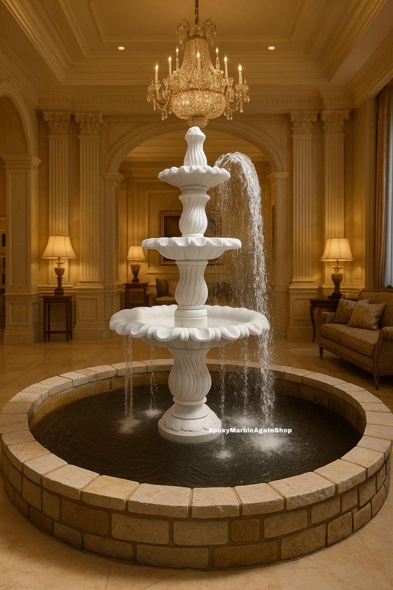 Picture of Hand-carved White Marble Fountain – Indoor & Outdoor Water Feature ...