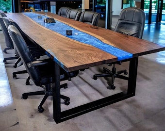Custom Blue Epoxy,Resin Table,Large Epoxy Table Top,  Resin Epoxy Table, Epoxy Wood Countertop, Natural Acacia Wood, Resin Dining Furniture