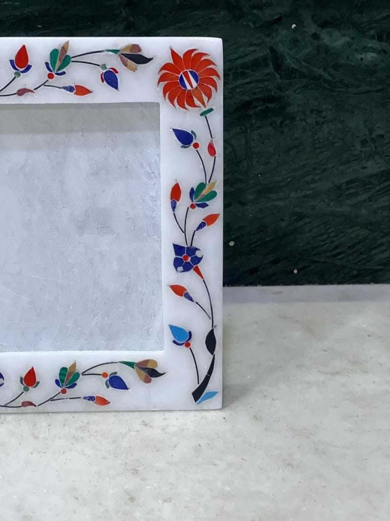 Handcrafted Alabaster Marble Inlay Photo Frame – 6x8” & 7x9” | Unique ...