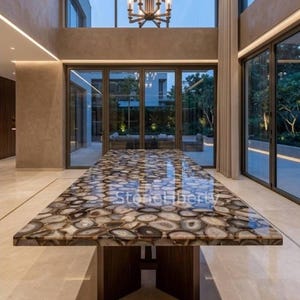 Agate Stone Table Top | Rectangle Dining Table | Farmhouse Hallway Decor | Custom Furniture