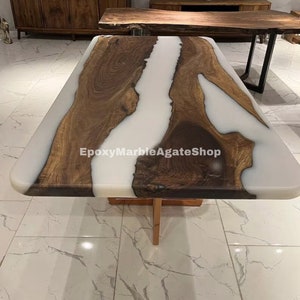 White Epoxy Acacia Wood Epoxy Table Top, Handmade Dining Table, Epoxy Center Table, Coffee Table Tops, Hallway Decors