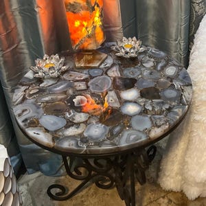 Natural Agate Table Top | Luxury Gemstone Console Coffee Dining Table Top Decor