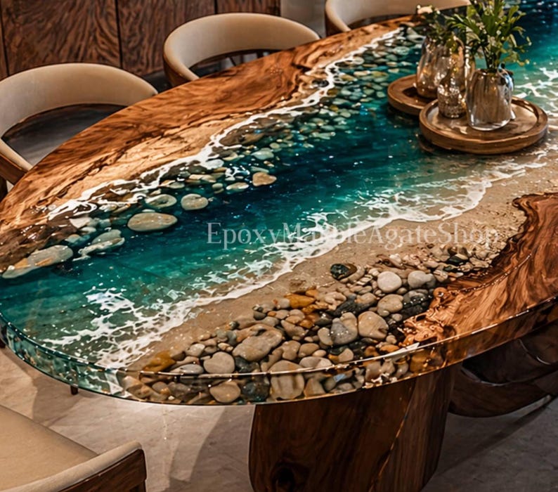 Modarba Table Oval Epoxy Dining Table Live Edge Wood Resin River Luxury Furniture - Etsy
