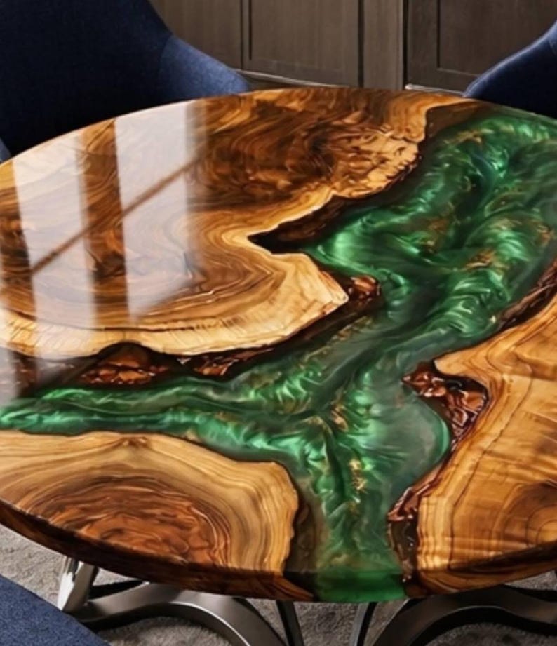 Modarba Table Black Epoxy Resin Live Edge Round Table, Luxury Wood Interior Decor - Etsy