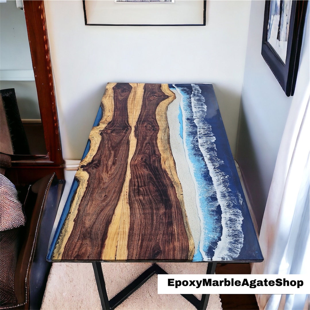 Ocean Resin Acacia Wood Table Custom Handmade Epoxy Table Top - Etsy
