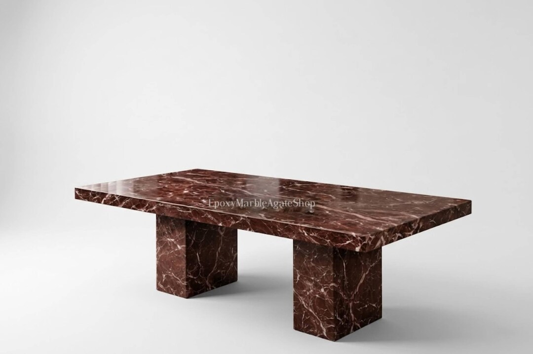 Rectangular Rosso Levanto Marble Dining Table – Luxury Stone Furniture ...