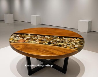 Handgemachter Epoxy Ocean Couchtisch - Resin River Wood Tischplatte