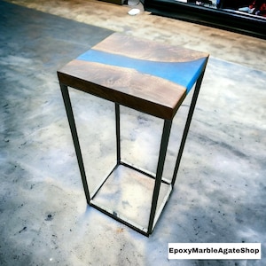 Custom River blue Resin Coffee Table, Counter Desk Table, Mid Century Modern Art, Hallway Furniture Table, Garden Table