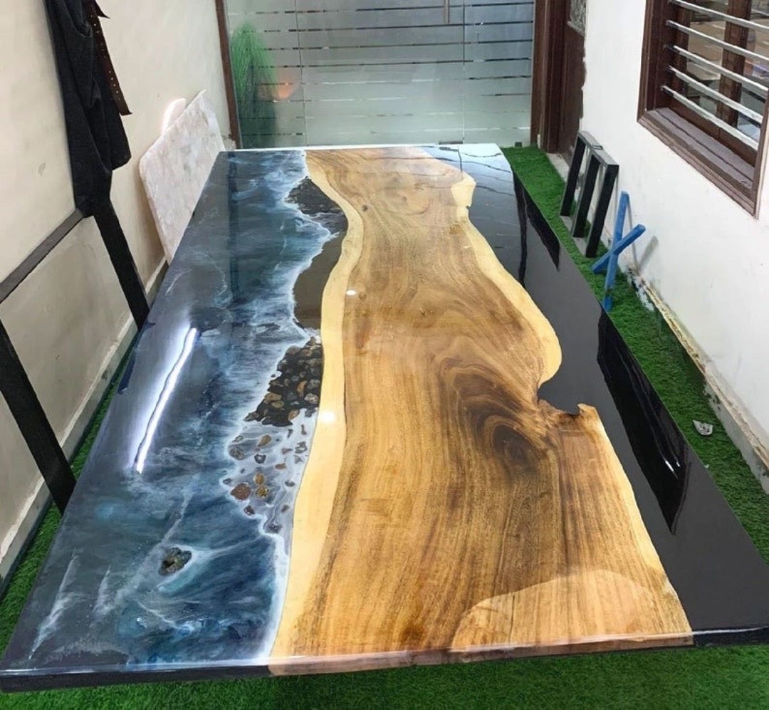 Epoxy Resin Table, Ocean Wave Epoxy Dining Table, Epoxy Resin Counter