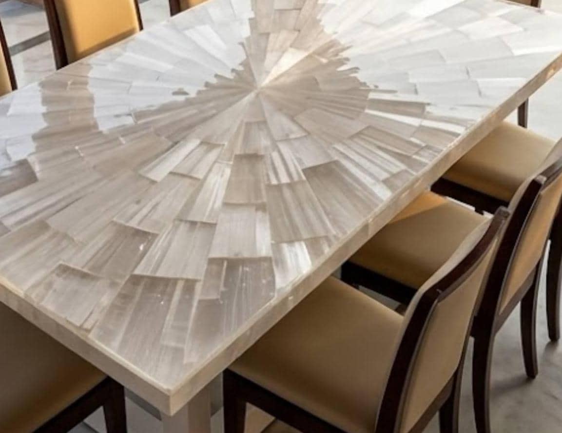 Selenite Table Top | Handmade Crystal Stone Table Luxury Home Decor ...