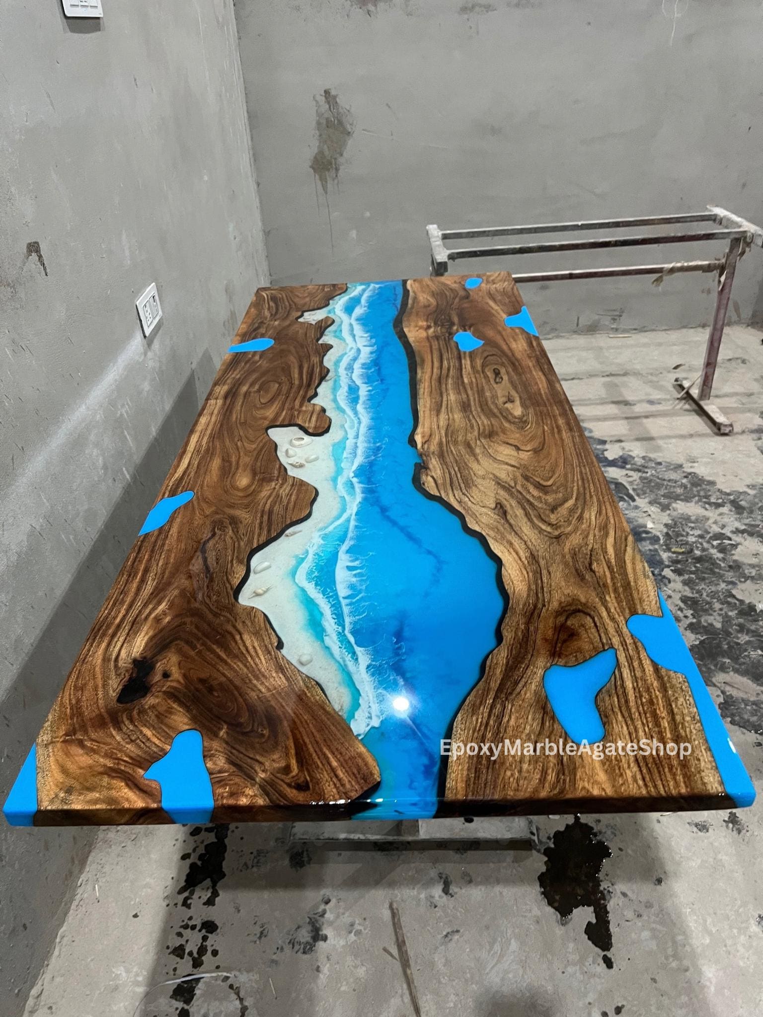 Handcrafted Ocean Resin Table – Live Edge Wood, Coastal Decor - Etsy