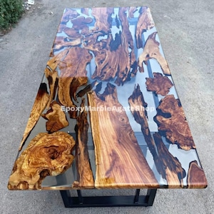 Clear Epoxy,Resin Table,Large Epoxy Table Top, Clear Resin Epoxy Table, Epoxy Wood Countertop, Natural Acacia Wood, Resin Dining Furniture