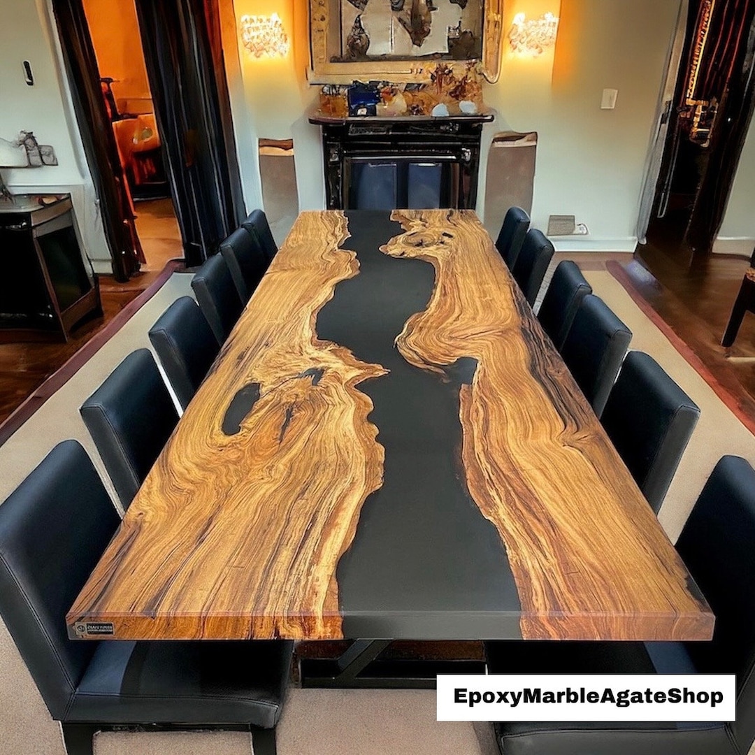 Black Epoxy,resin Table,large Epoxy Table Top, Clear Resin Epoxy Table ...