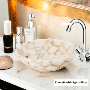 White Agate  sink,  sink bathroom, bathroom sink, sink basin, unusual sink, primitive sink,  stone sink, handmade sink, kitchen sink