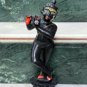Handcrafted Marble Krishna Idol Statue – Hindu God Krishna Murti for Home Decor, Meditation, and Gift