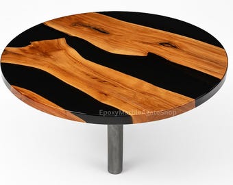 Round Epoxy Resin Table | Black River Wood Coffee Table