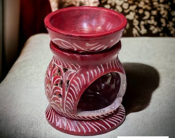 Handmade Carved Soapstone Oil Burner – Aroma Diffuser, Home Decor Gift