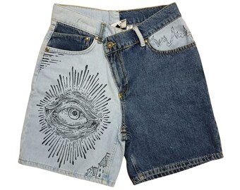 Custom Painting Jean Short Patch Details