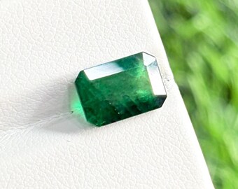 Zambian Emerald Cut Gemstone: 7x10MM Loose Green Emerald